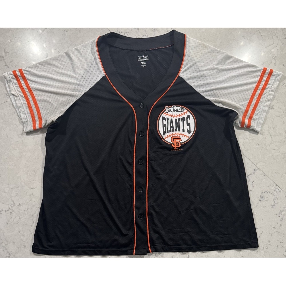 San Francisco Giants Jersey Womens 2X Plus Black Mesh Button Up Short Sleeve MLB